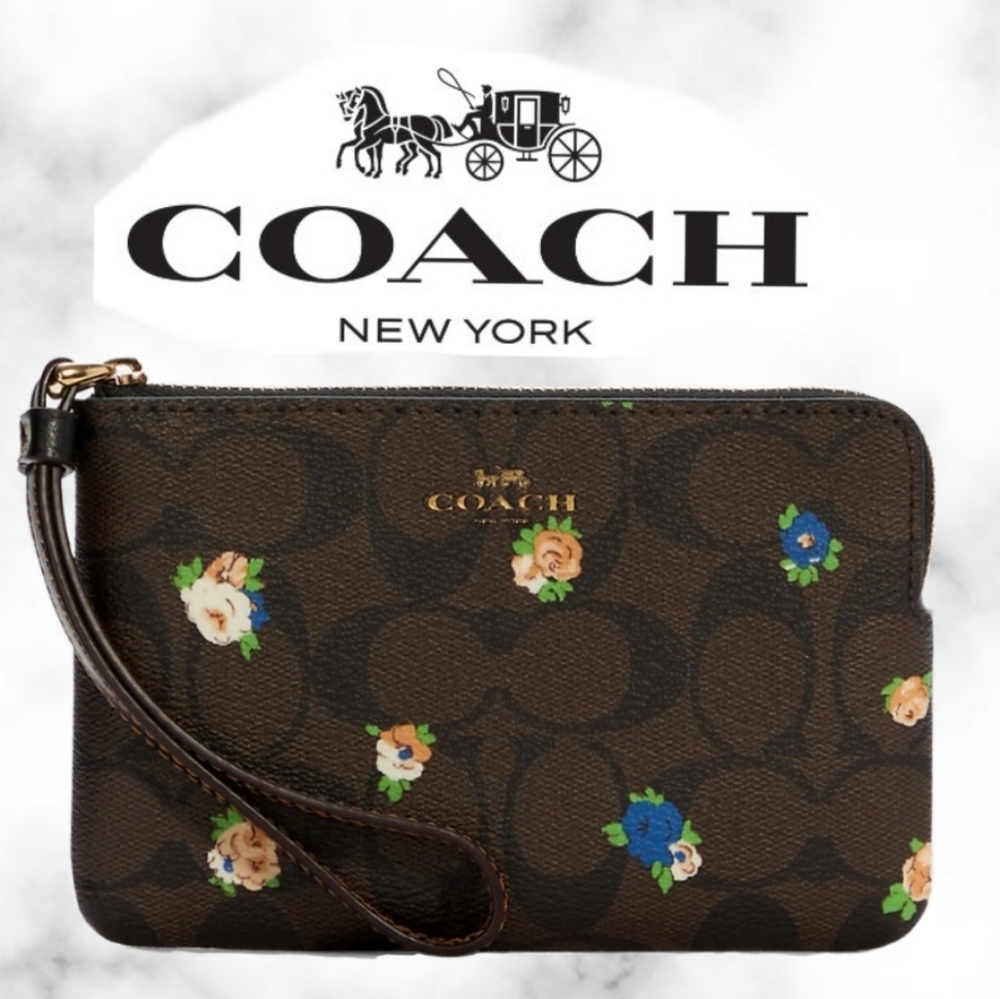 Coach Wristlet With Vintage Mini Rose Print